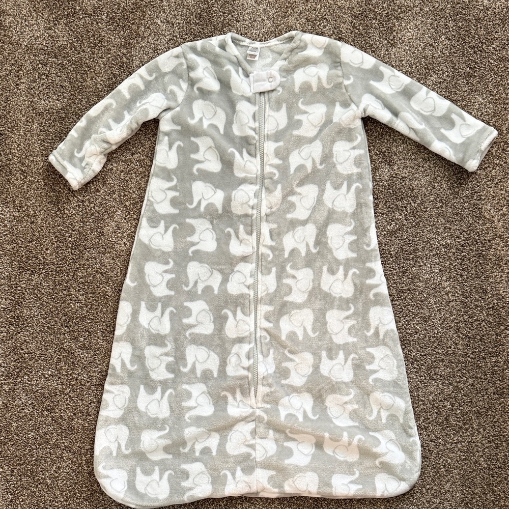 Cozy Gray Elephant Print Kids Sleep Sack
